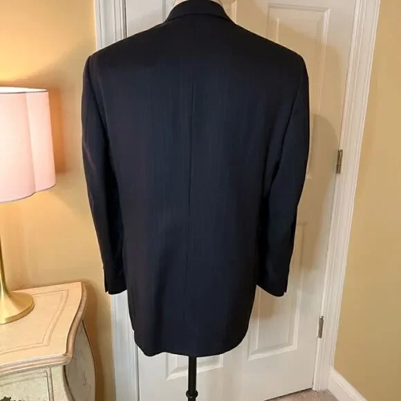 EEUC Men's Hart Schaffner & Marx Black Pinstripe Blazer Sport Coat Size 42R - Picture 3 of 5